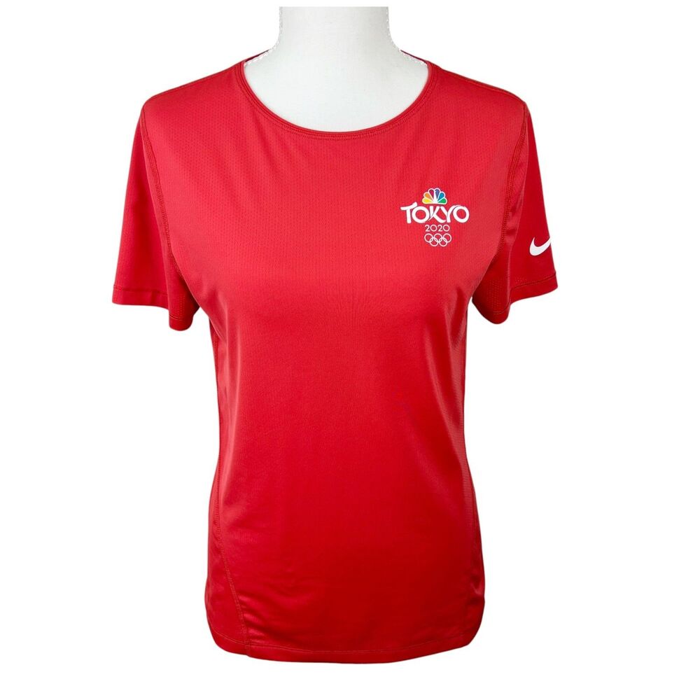 Nike Dri-Fit Shirt Women Medium Red 2020 Tokyo Olympics Team Short Sleeve Active